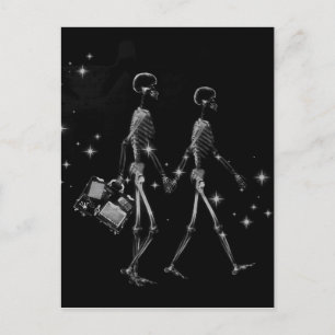 Honeymoon X-Ray Skeleton Newlyweds - B&W Vykort