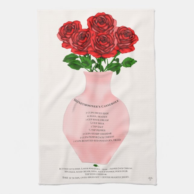 Honeymooner's Casserole Romantic Recipe Towel Kökshandduk (Vertikal)