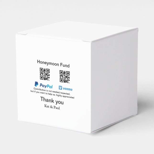 Honeymoonfond PayPal Venmo QR-kod tack Presentaskar (Framsidan Sidan)