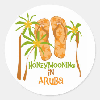 Honeymooning i Aruba Runt Klistermärke