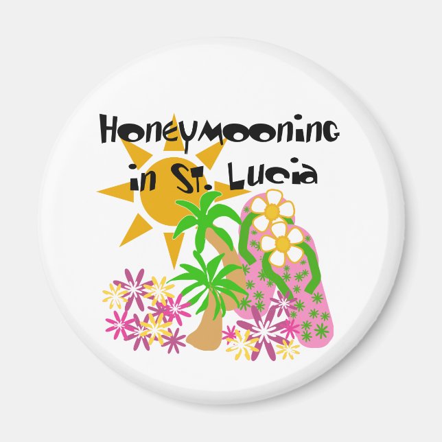 Honeymooning i Saint Lucia Magnet (Framsidan)