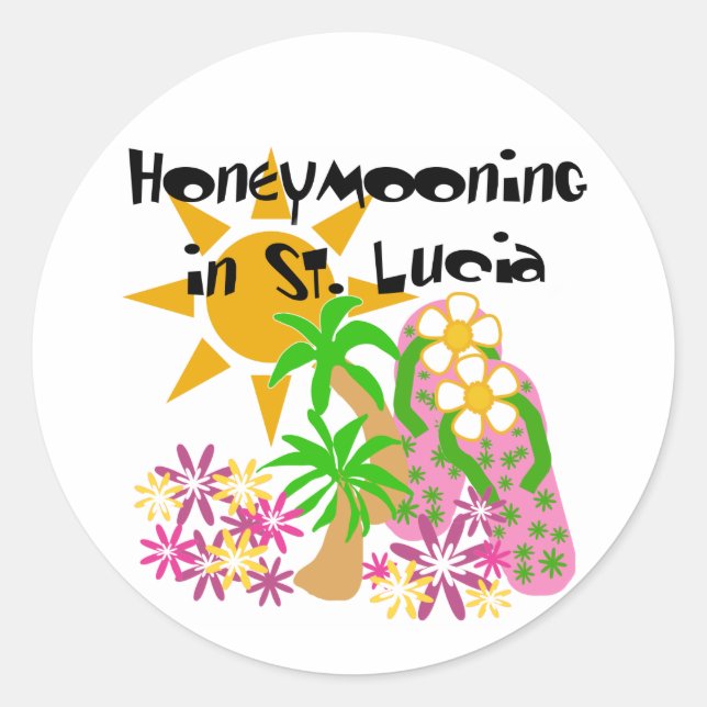 Honeymooning i Saint Lucia Runt Klistermärke (Framsida)
