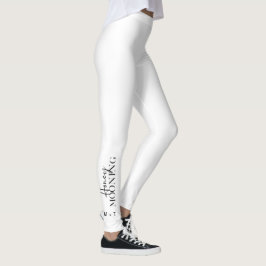 Honeymooning Script White med Monogram och Heart Leggings