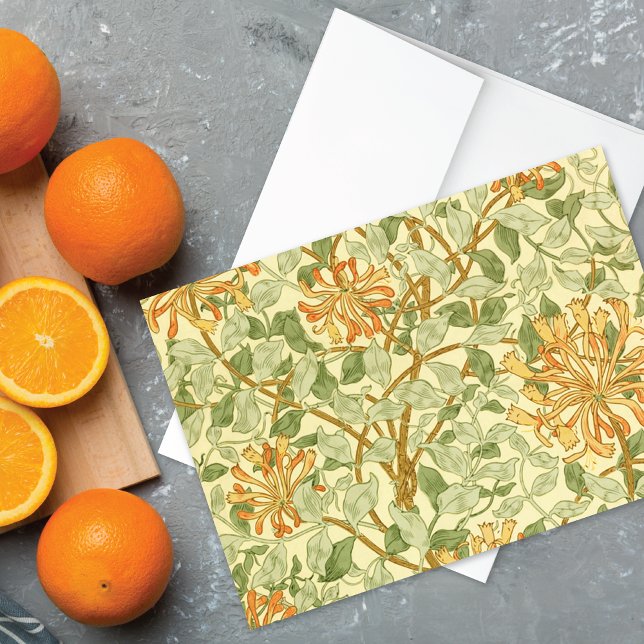 Honeysuckle Blommigt William Morris Blank Card Hälsningskort (Skapare uppladdad)
