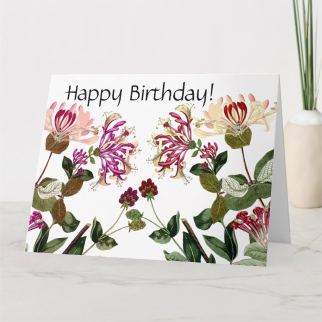 Honeysuckle Flowers Blommigt Birthday Big Card Kort (Framsida)
