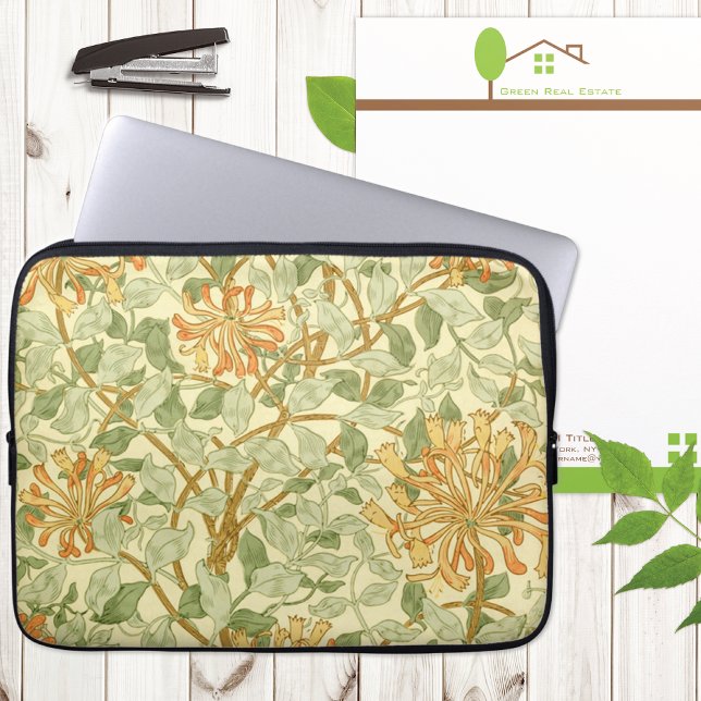 Honeysuckle med Grönt Löv Laptop Sleeve (Skapare uppladdad)