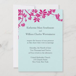 Honeysuckle- och Tropical Blue Wedding-inbjudninga Inbjudningar