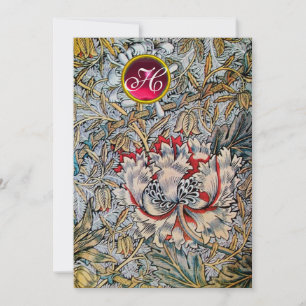 HONEYSUCKLE Red Ruby Monogram Champagne Metallisk Inbjudningar