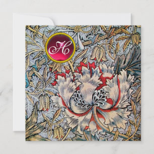 HONEYSUCKLE Red Ruby Monogram Guld Metallisk Inbjudningar