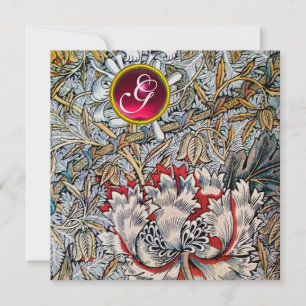 HONEYSUCKLE Red Ruby Monogram Metallisk Guld Inbjudningar