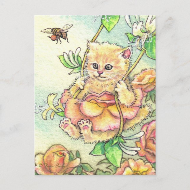 Honeysuckle Ro Cute Kitten Postcard Vykort (Framsida)