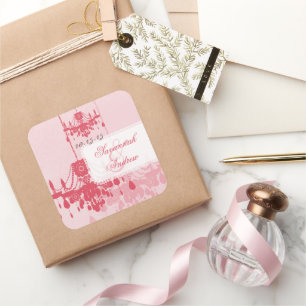 Honeysuckle Rosa Damask Chandelier Stickers Fyrkantigt Klistermärke