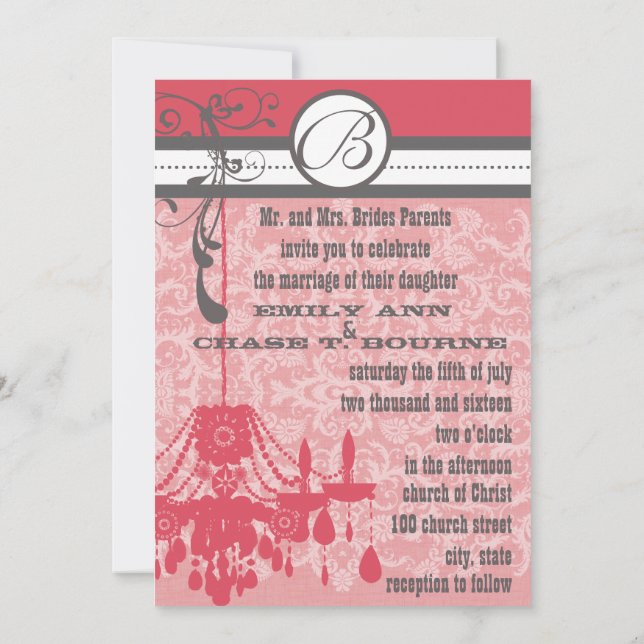 Honeysuckle Vintage Chandelier Inbjudningar (Baksida)