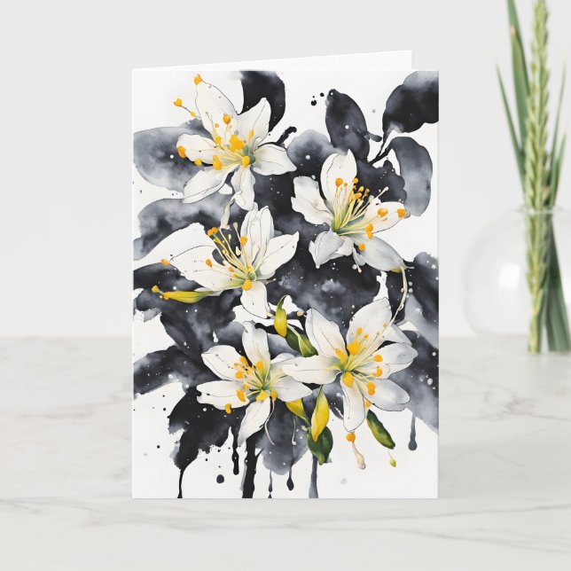 Honeysuckle - Watercolor flowers Kort (Framsida)