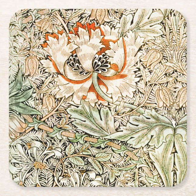 Honeysuckle, William Morris Underlägg Papper Kvadrat (Framsidan)