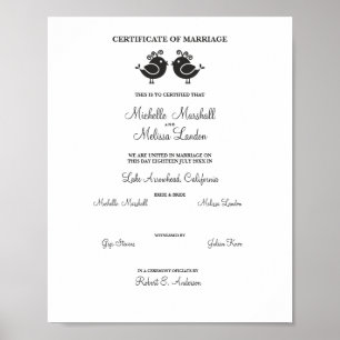 Honfåglar par i svart poster