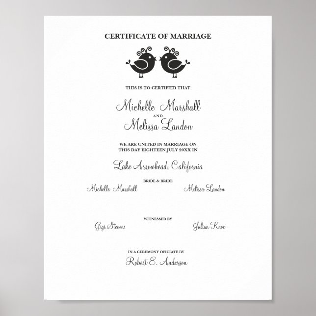 Honfåglar par i svart poster (Framsidan)