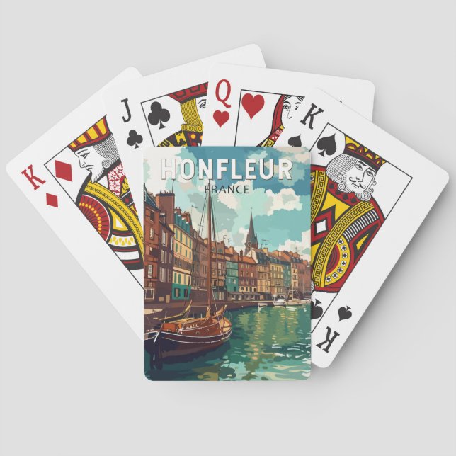 Honfleur Frankrike Travel Art Vintage Casinokort (Baksidan)
