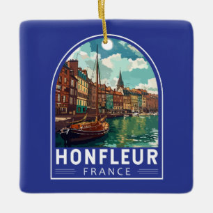 Honfleur Frankrike Travel Art Vintage Julgransprydnad Keramik