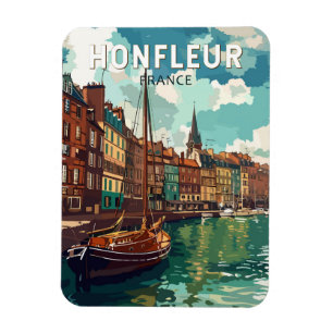 Honfleur Frankrike Travel Art Vintage Magnet