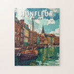 Honfleur Frankrike Travel Art Vintage Pussel<br><div class="desc">Resedesign för reflexvektor. Honfleur är en stad i departementet Calvados,  i norra Frankrikets Normandie. Det är vid mynningen där floden Seine möter Engelska kanalen.</div>