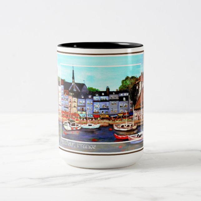 Honfleur frankrikemålningmugg Två-Tonad mugg (Center)