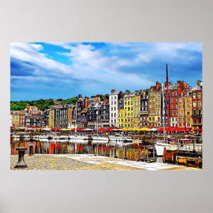 Honfleur hamn i Normandie, Frankrike. Poster