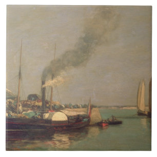 Honfleur. La Jetee, 1854-57 (olja på panel) Kakelplatta