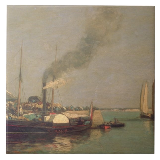 Honfleur. La Jetee, 1854-57 (olja på panel) Kakelplatta (Framsidan)