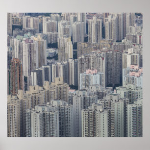 Hong Kong Afack Byggnad Mönster Poster