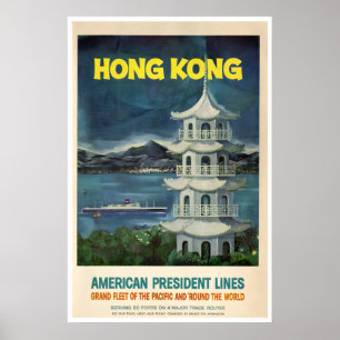 Hong Kong Art American President Lines Resa Poster
