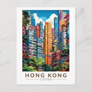 Hong Kong China Apartments Travel Art Vintage Vykort