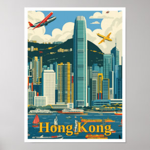 Hong Kong China Art Vintage resor Illustration Poster