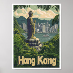 Hong Kong China Art Vintage resor Illustration Poster