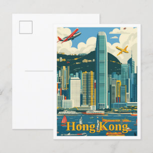 Hong Kong China Art Vintage resor Illustration Vykort
