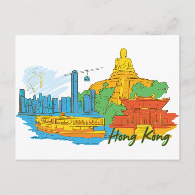 Hong Kong, China Berömd City Vykort (Framsida)