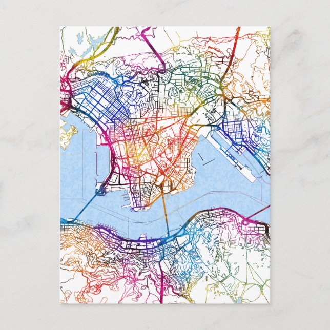 Hong Kong China City Karta Vykort (Framsida)