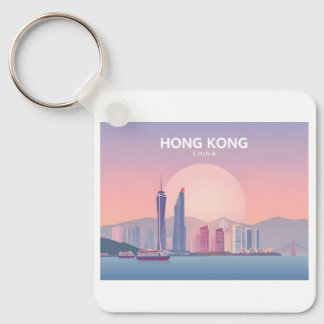 Hong Kong China Pastel Travel Design Nyckelring