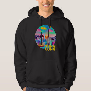 Hong Kong China Retro 90s Vaporwave Mod Colorful T Hoodie