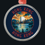 Hong Kong China Retro Distress Circle Julgransprydnad Metall<br><div class="desc">Färgdesign för Hongkongs reflektor. En blandning av Öster och Väster: Hongkong skryter med en fängslande blandning av kinesiska och Westerna influenser.</div>