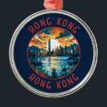 Hong Kong China Retro Distress Circle Julgransprydnad Metall<br><div class="desc">Färgdesign för Hongkongs reflektor. En blandning av Öster och Väster: Hongkong skryter med en fängslande blandning av kinesiska och Westerna influenser.</div>