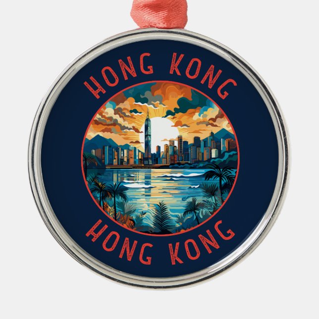 Hong Kong China Retro Distress Circle Julgransprydnad Metall (Framsidan)