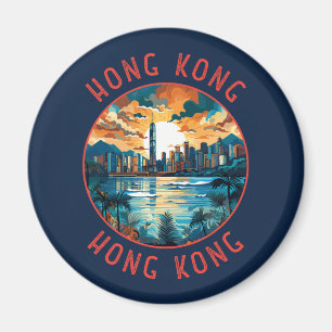 Hong Kong China Retro Distress Circle Magnet