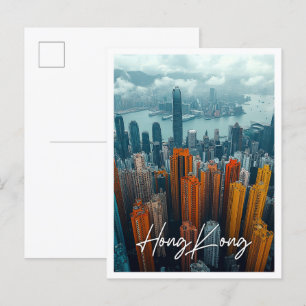 Hong Kong China Skyline Top View Vykort