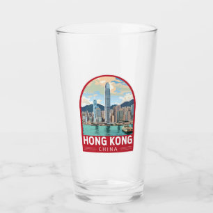 Hong Kong China Travel Art Vintage Glaskopp