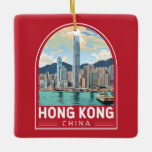 Hong Kong China Travel Art Vintage Julgransprydnad Keramik<br><div class="desc">Färgdesign för Hongkongs reflektor. En blandning av Öster och Väster: Hongkong skryter med en fängslande blandning av kinesiska och Westerna influenser.</div>