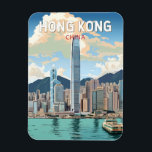 Hong Kong China Travel Art Vintage Magnet<br><div class="desc">Färgdesign för Hongkongs reflektor. En blandning av Öster och Väster: Hongkong skryter med en fängslande blandning av kinesiska och Westerna influenser.</div>