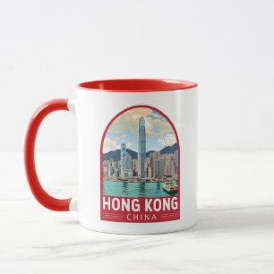 Hong Kong China Travel Art Vintage Mugg