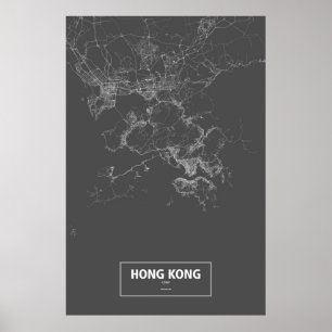 Hong Kong china (vit på svart) Poster