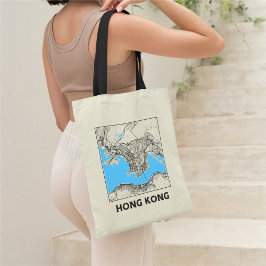 Hong Kong City Map Tote Bag Tygkasse